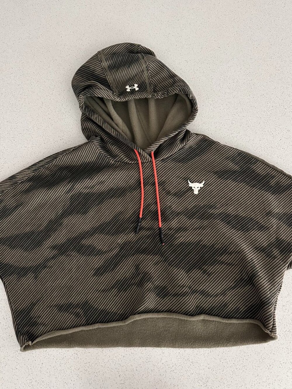 Under Armour Project Rock Fleece Hoodie Women's Medium Cropped Camo Green
